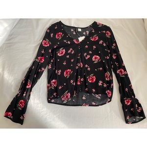 H&M Black Floral Blouse